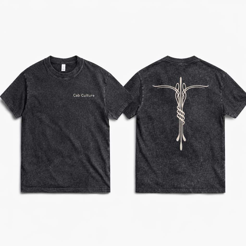 Acid wash/ khaki Tee